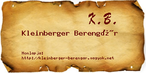 Kleinberger Berengár névjegykártya